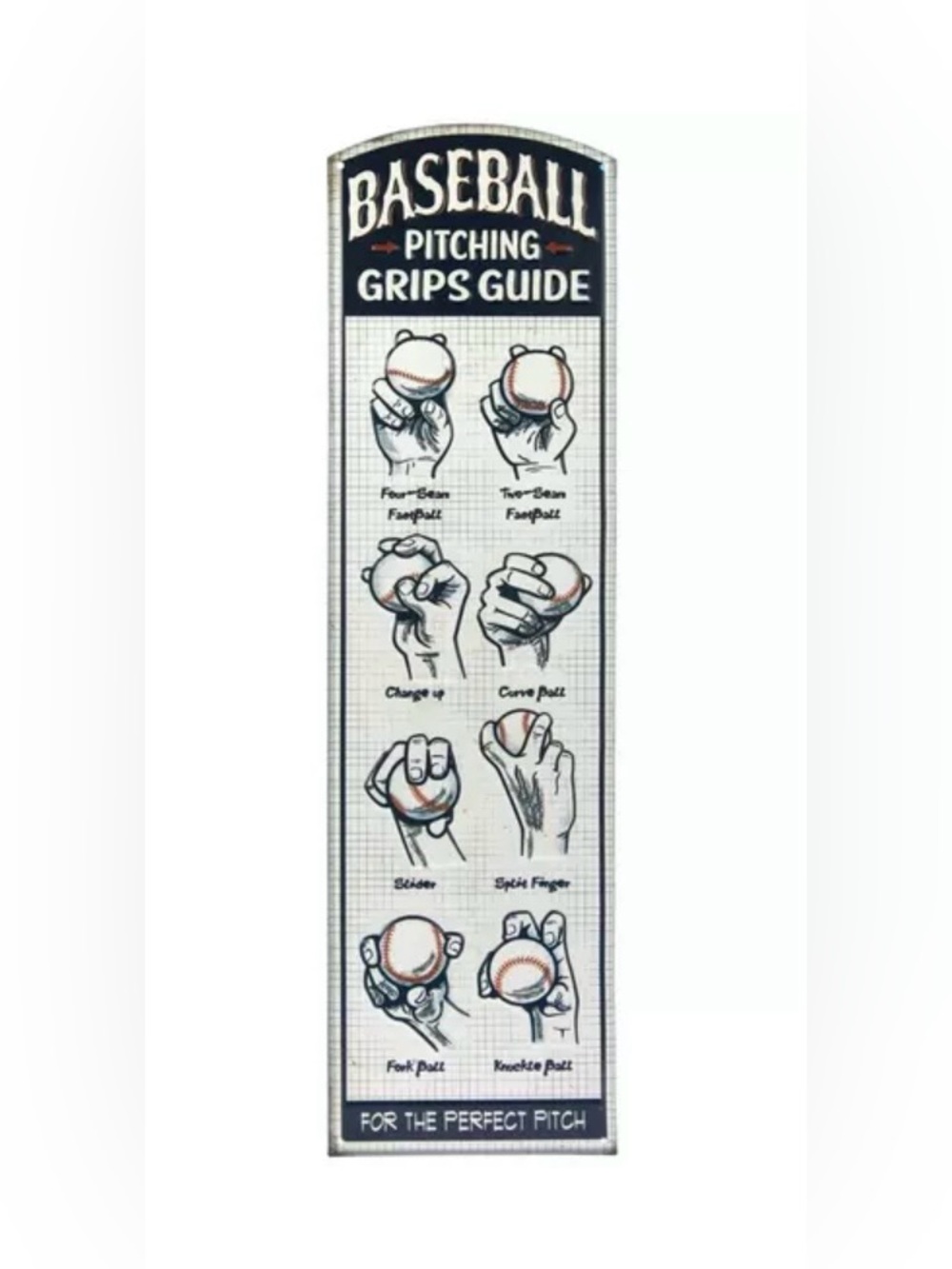 Baseball Pitching Grips Guide Perfect Pitch Metal Sign Open Road Sports Decor